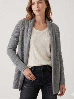 GAP Cotton Wool Blend Gray Open-Front Knit Cardigan
